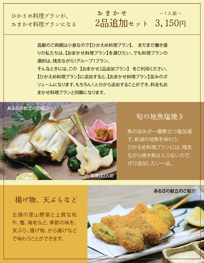 おまかせ2品追加セット