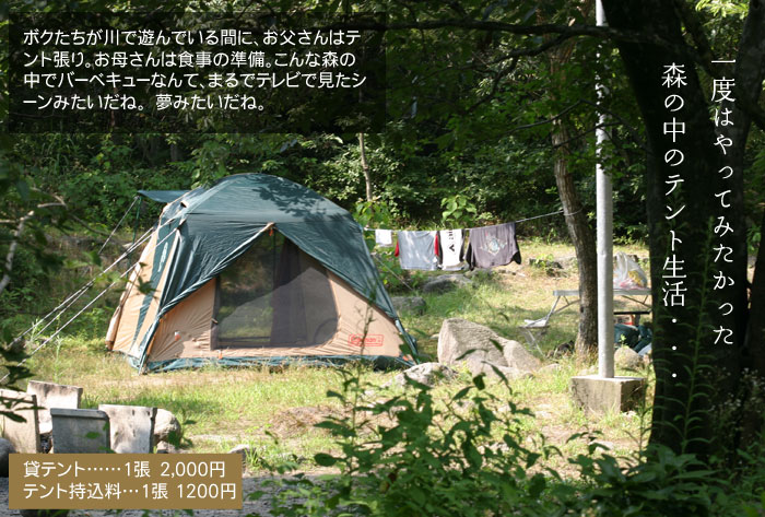 一度はやってみたかった森の中のテント生活